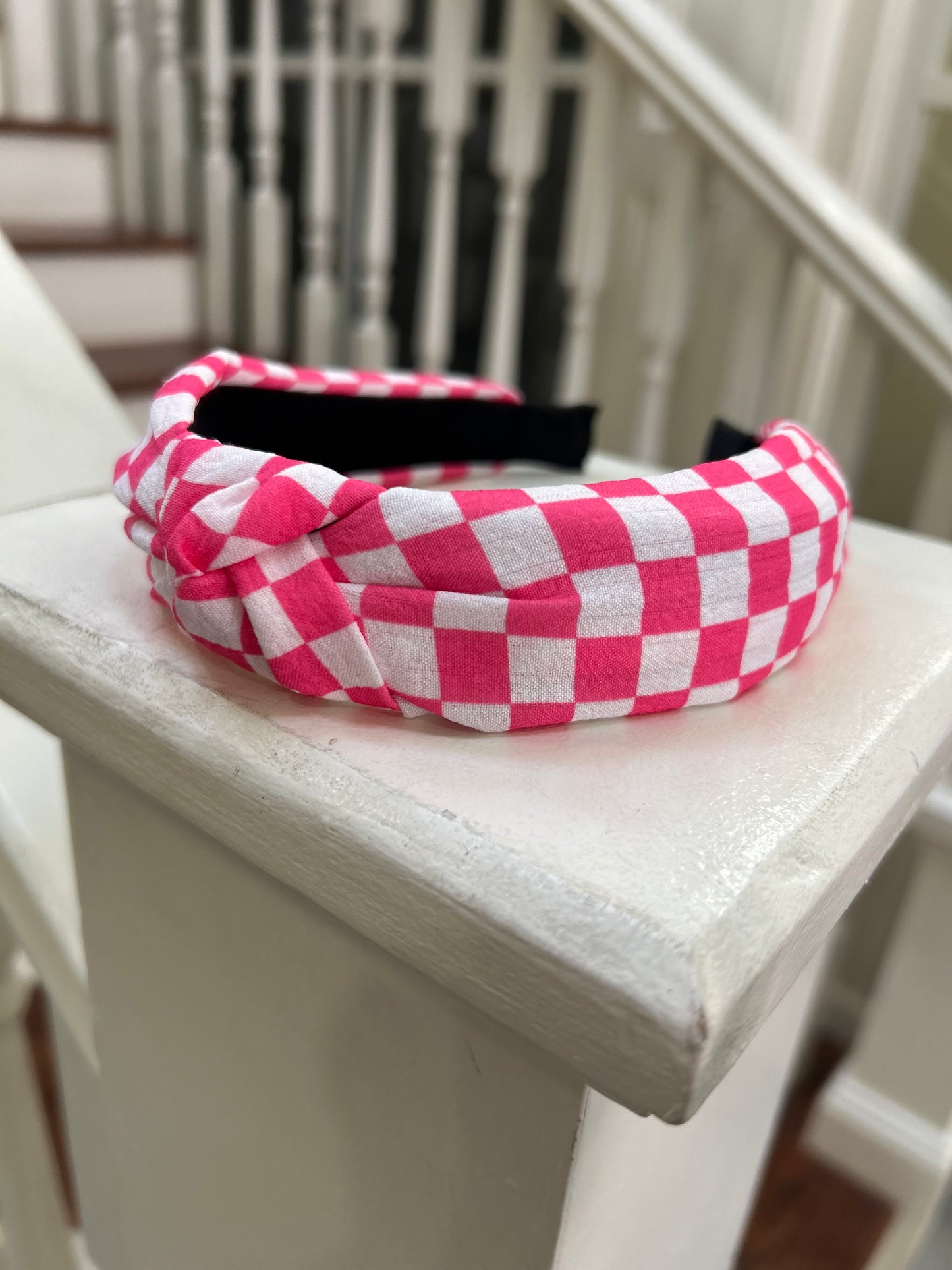 Pink checkered Headbands