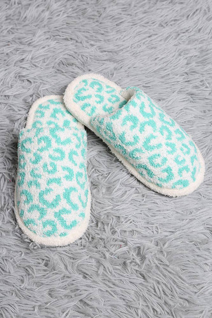 Leopard Print Fuzzy Microfiber Slippers Sweet Magnolia Boutique