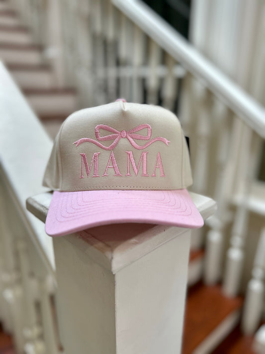 Mama Embroidered Hat (pink and Blue)