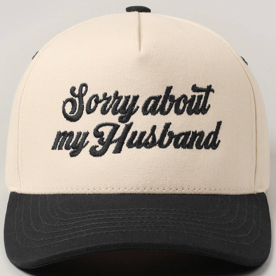 Sorry About My Wife / Husband Embroidery Two-Tone Canvas Cap