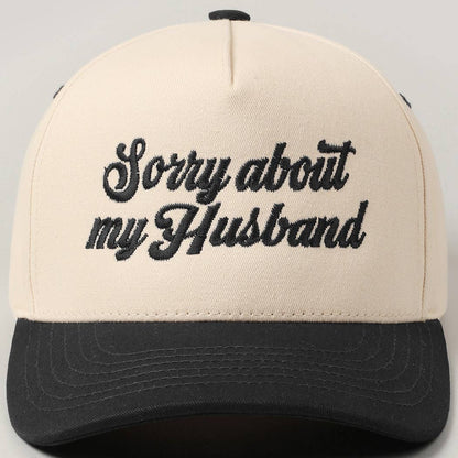 Sorry About My Wife / Husband Embroidery Two-Tone Canvas Cap