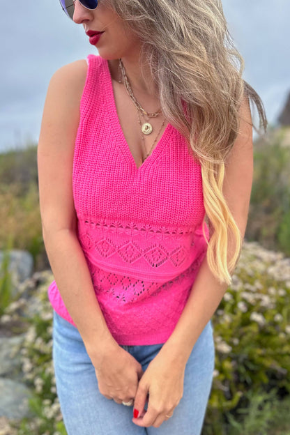 Neon Pink Textured Tank