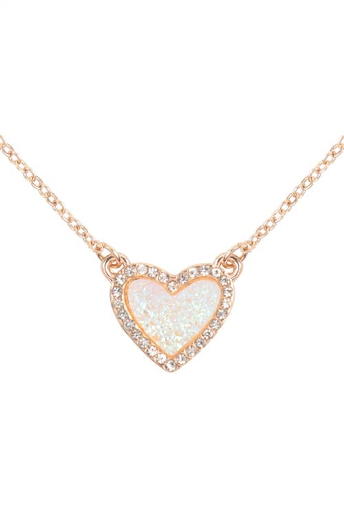 VNE1209 - VALENTINE HEART DRUZY WITH RHINESTONE PENDANT Sweet Magnolia Boutique