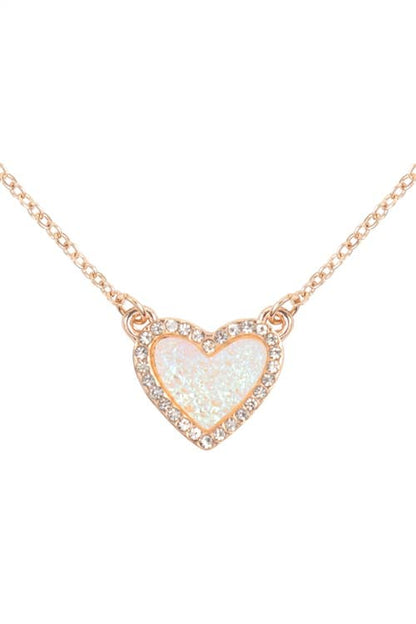 VNE1209 - VALENTINE HEART DRUZY WITH RHINESTONE PENDANT Sweet Magnolia Boutique