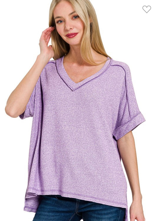 Zenana soft melange v neck plus top