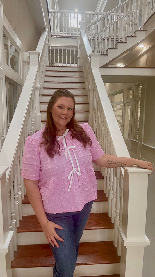 Gracie bow tie front plus size top