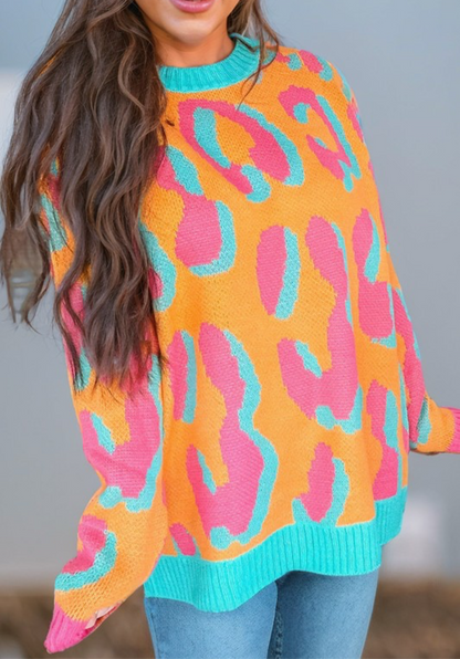 Orange leopard sweater