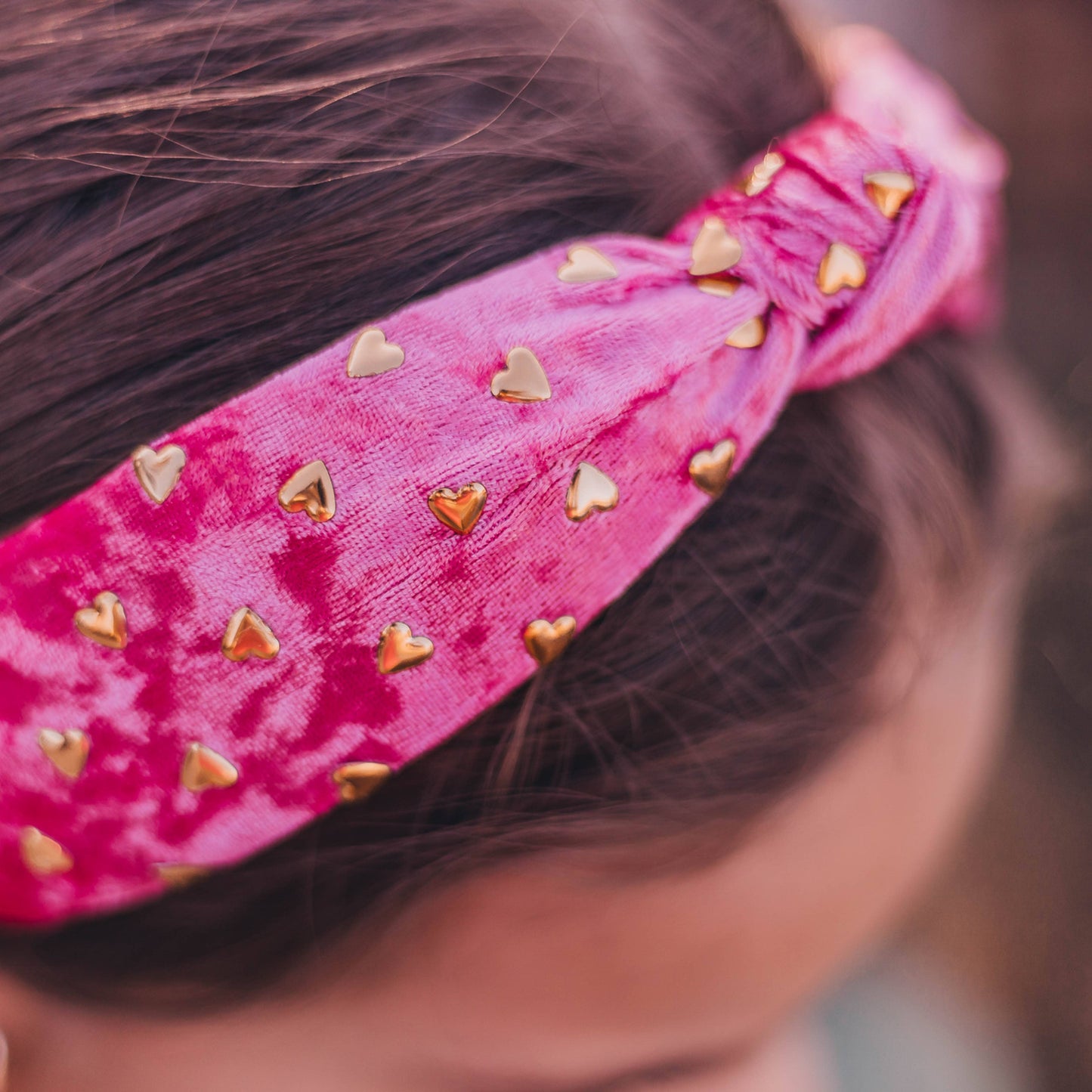 Gold Heart Studded Velvet Knot Headband Sweet Magnolia Boutique