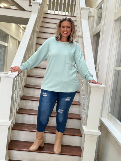 Corded Sage Plus Long sleeve top