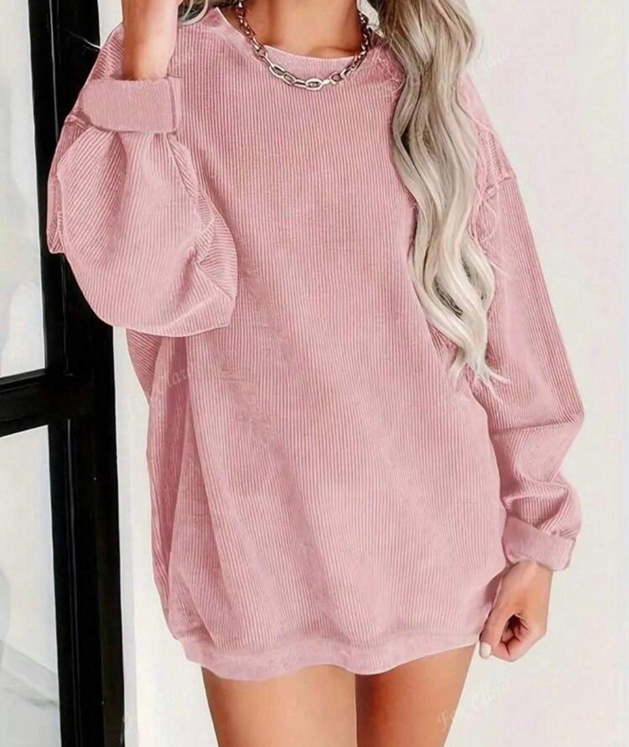 Pink corded sweatshirt plus size