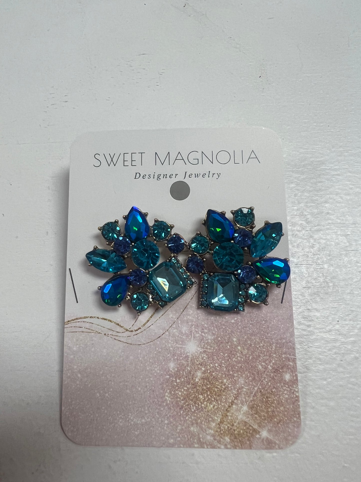 Blue Cluster Earrings