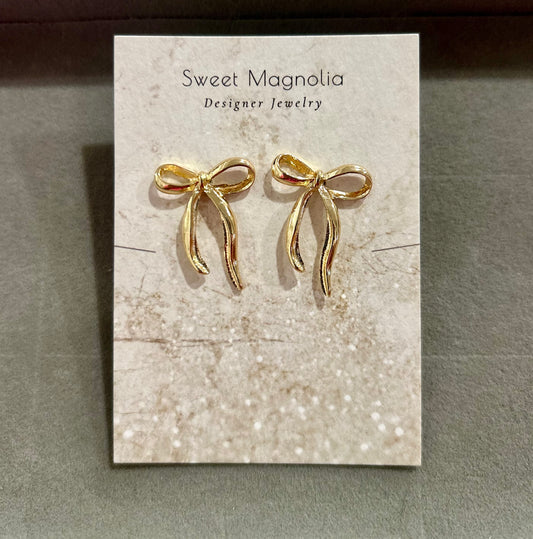 Large Gold Bow Stud Earrings