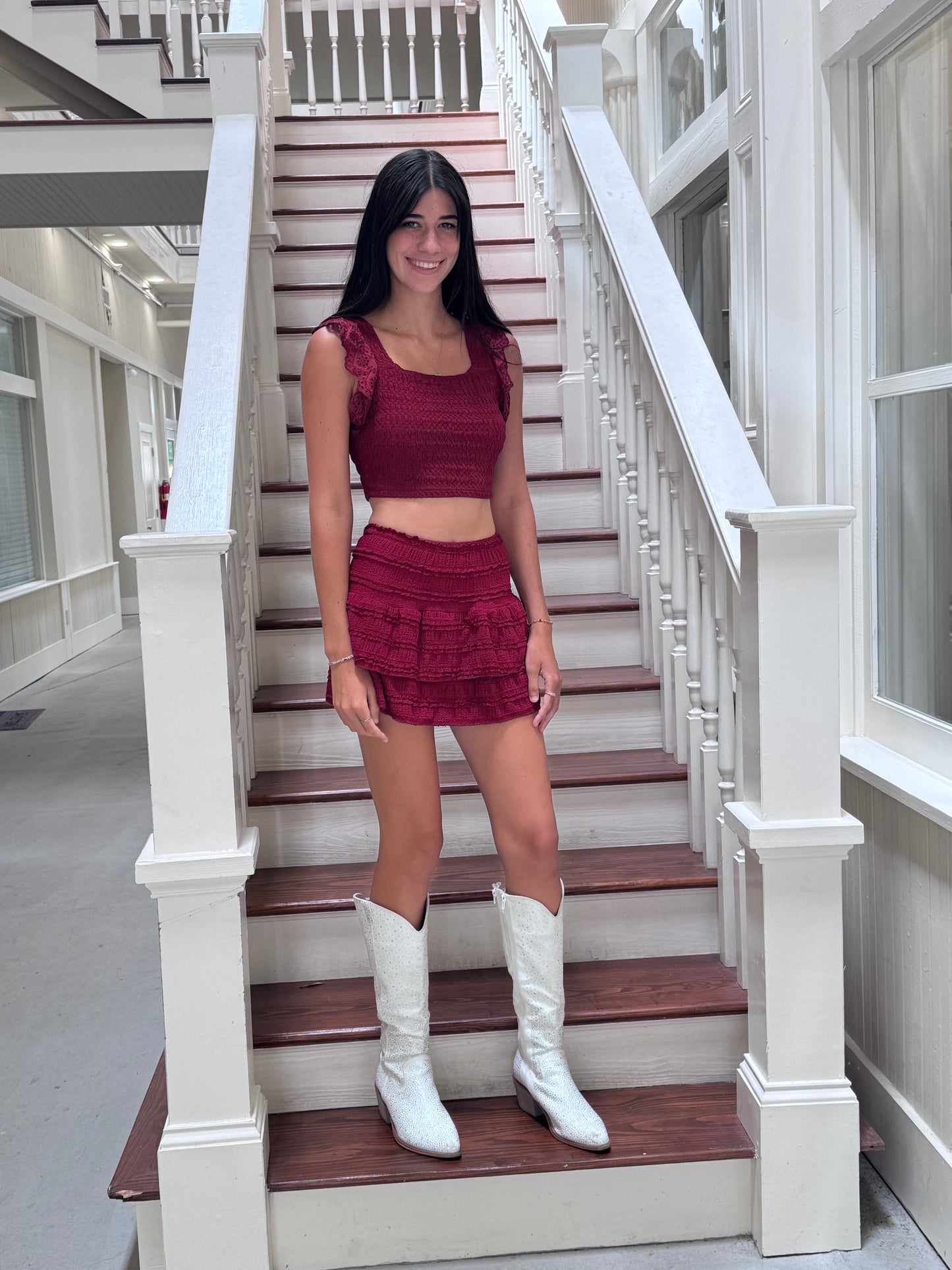 2 Piece Maroon Skirt set