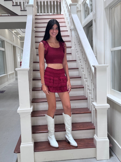 2 Piece Maroon Skirt set