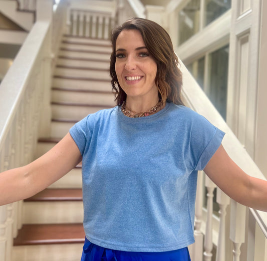 Zenana crop tee with cap sleeves