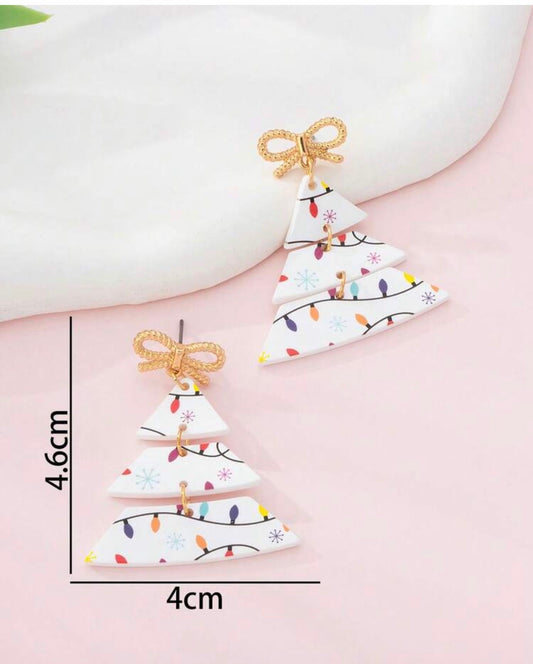 White Christmas  Tree earrings