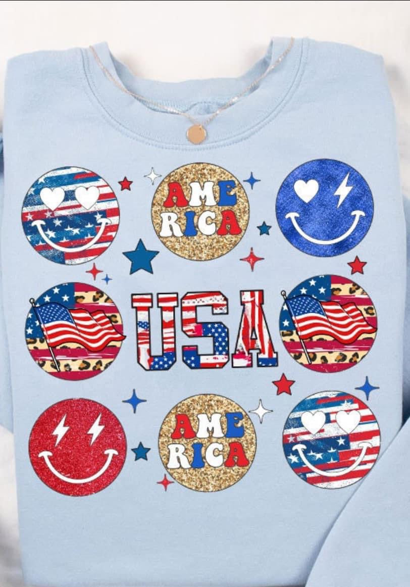 USA Smiley Face Tee