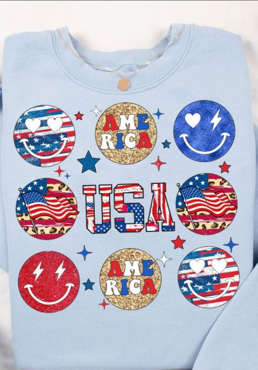 USA Smiley Face Tee