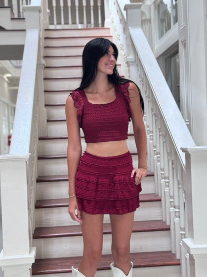 2 Piece Maroon Skirt set