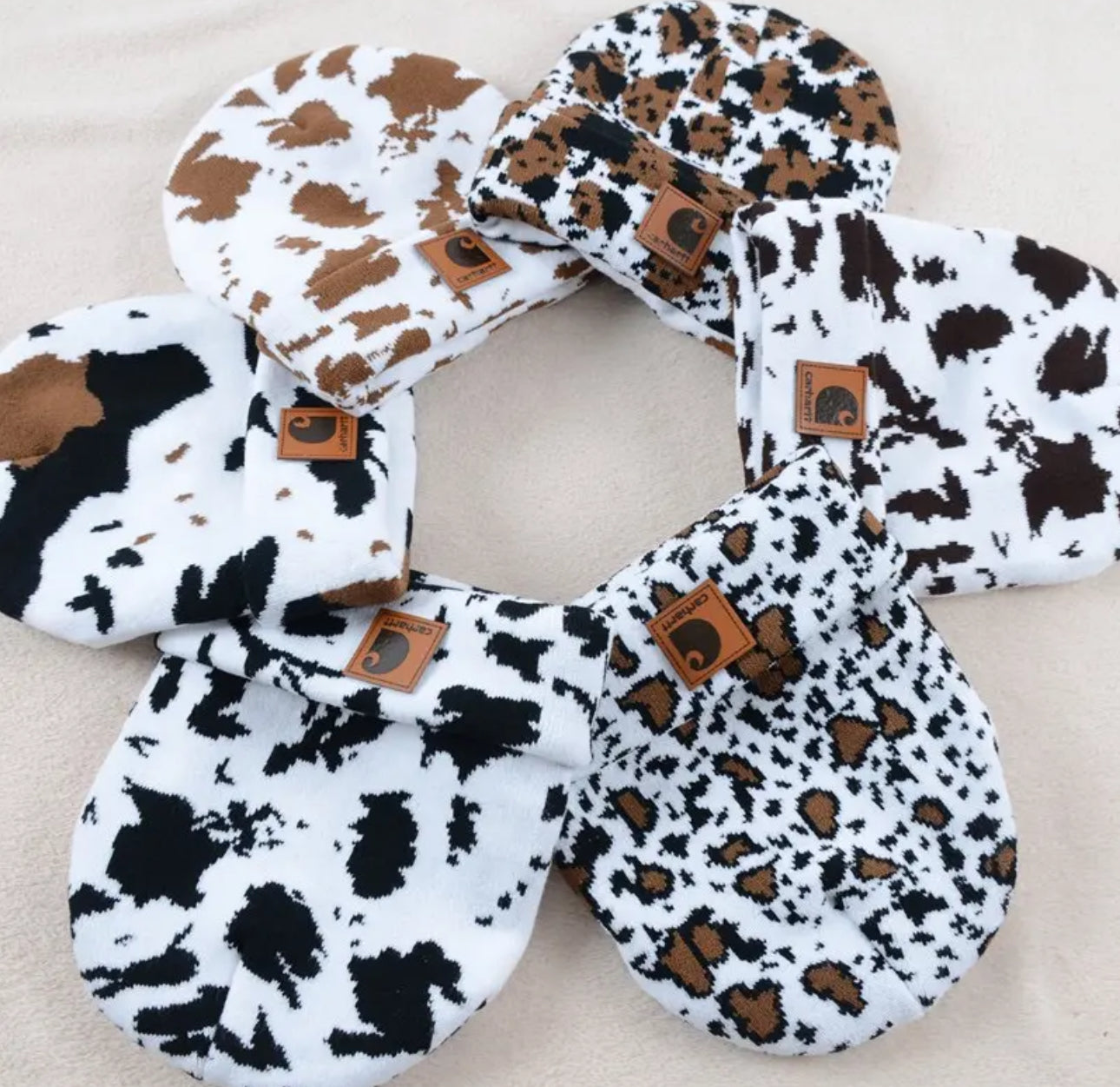 Cow Print beanies Sweet Magnolia Boutique