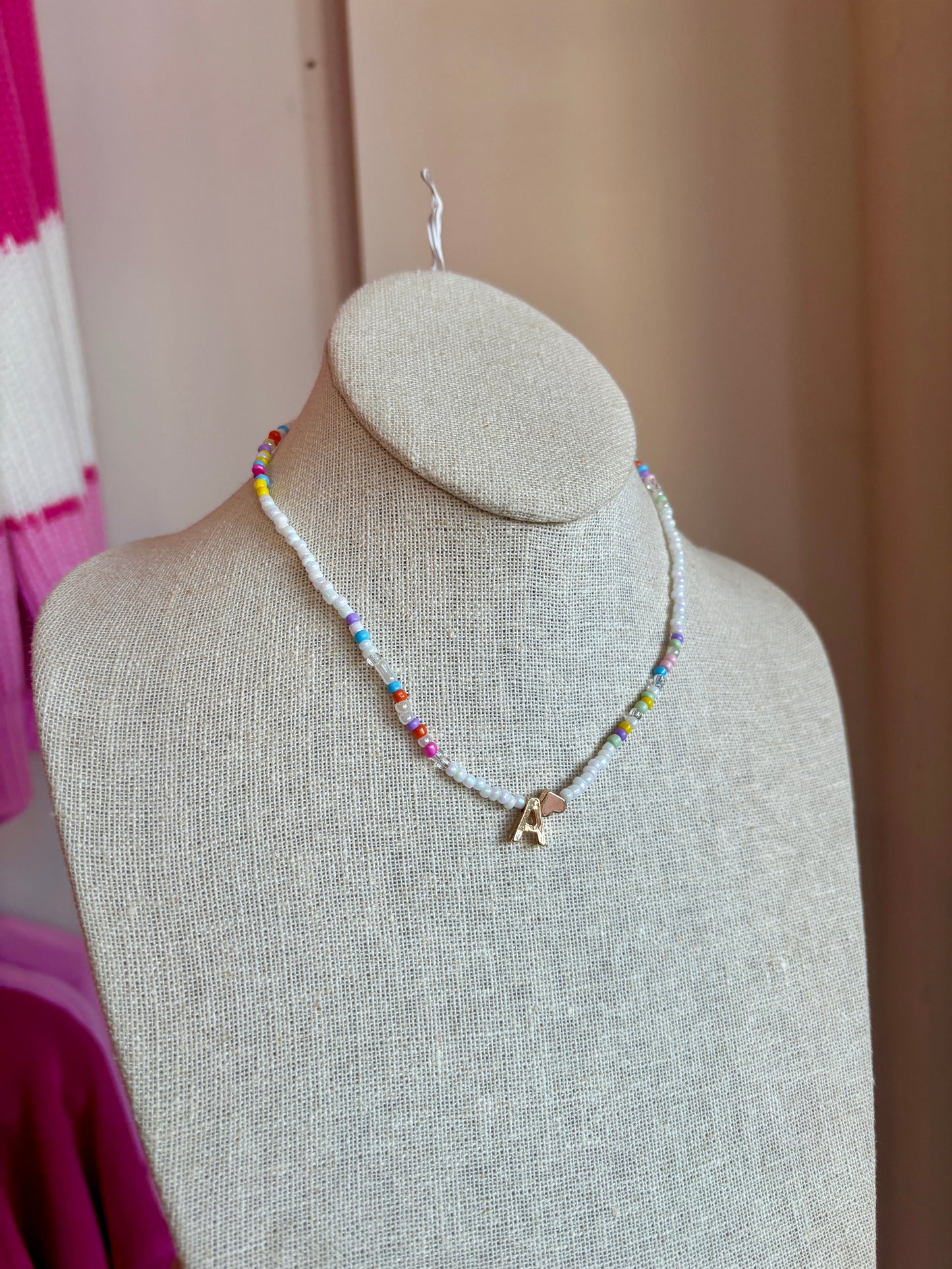 Colorful Beaded Initial Necklace