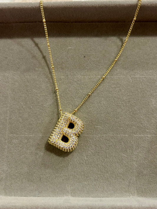 Studded Bubble Initial Necklace