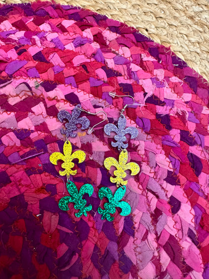 Mardi Gra earrings Sweet Magnolia Boutique