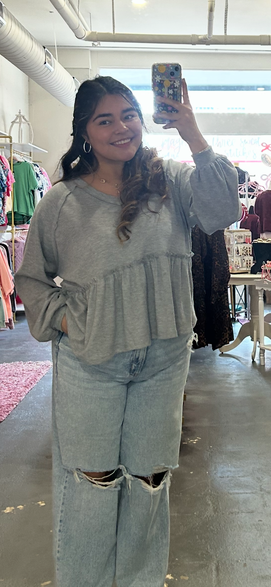 Grey Babydoll Top