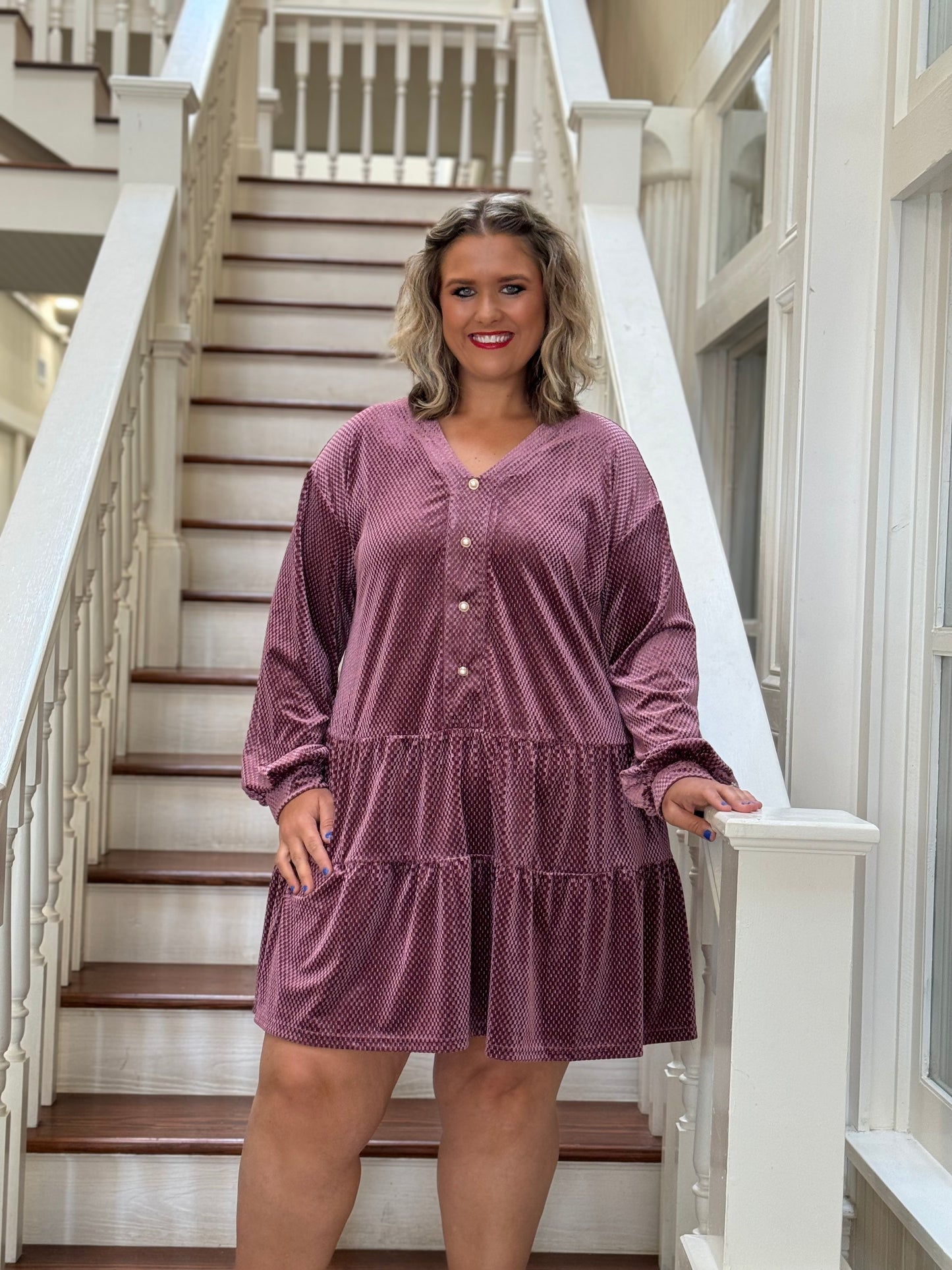 Velvet Long Sleeve Dress Plus