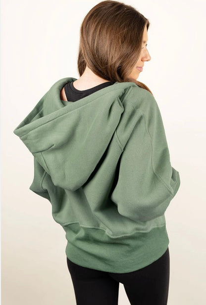 Cozy up thumbhole green hoodie