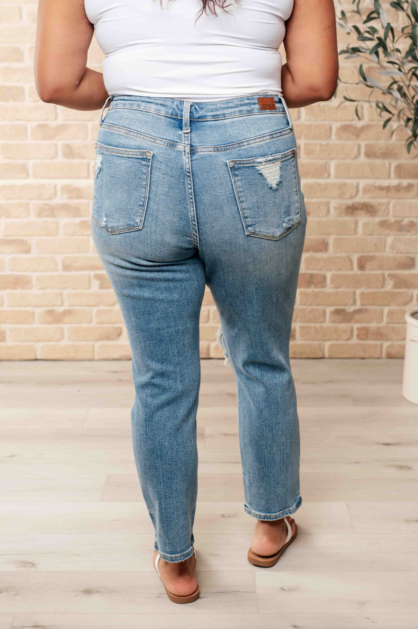 Frankie High Waist Distressed Boyfriend Jeans JUDY BLUES