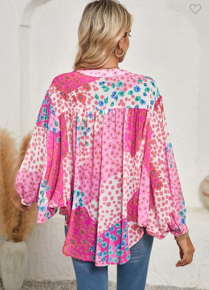 Floral Print Dolman Blouse