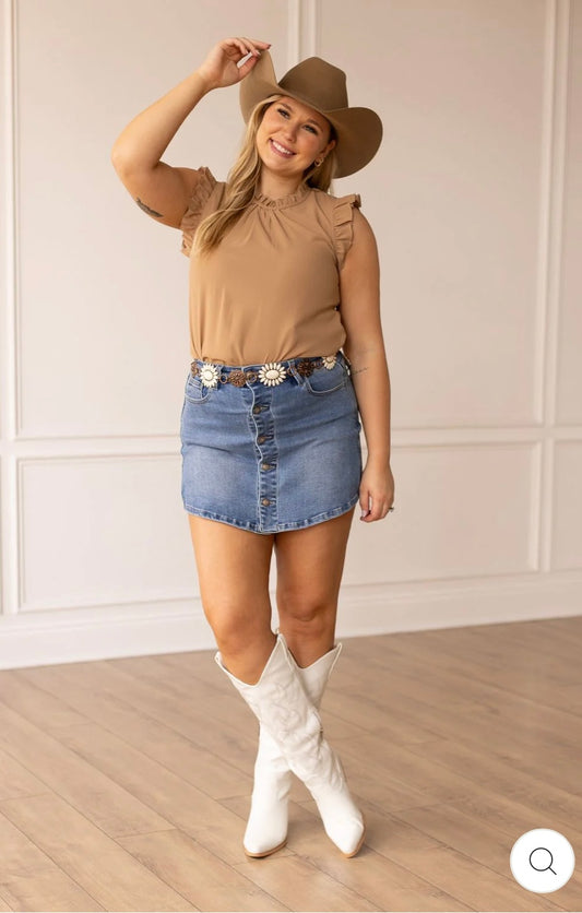 Denim Button Skort