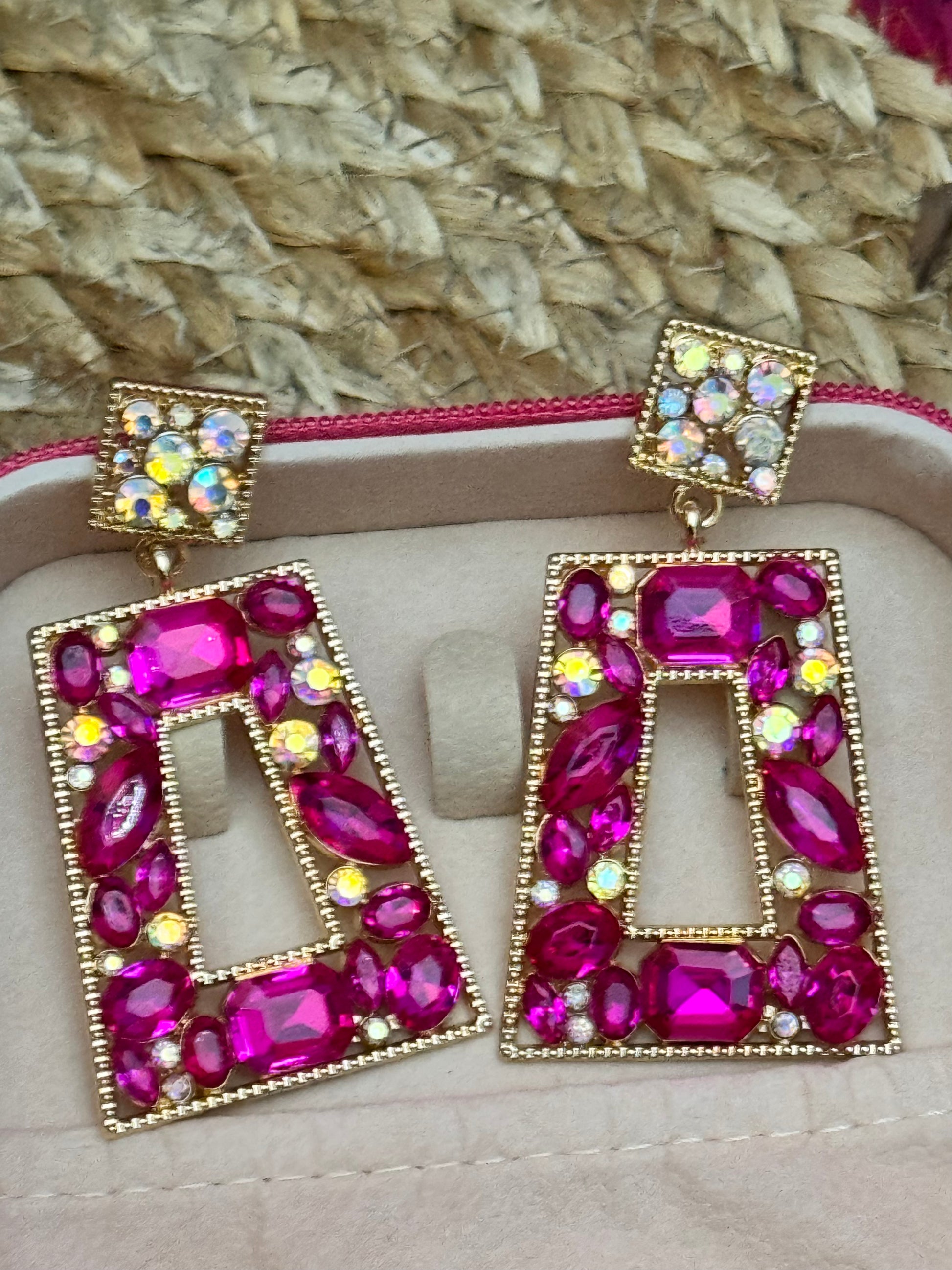 Pink Gem Earrings Sweet Magnolia Boutique