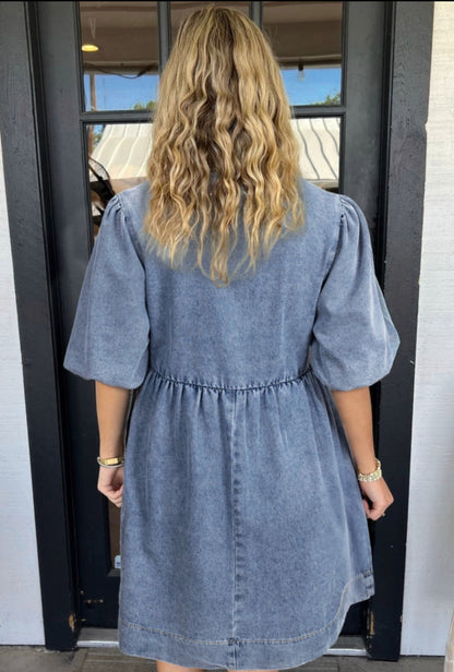 Bow Front denim dress