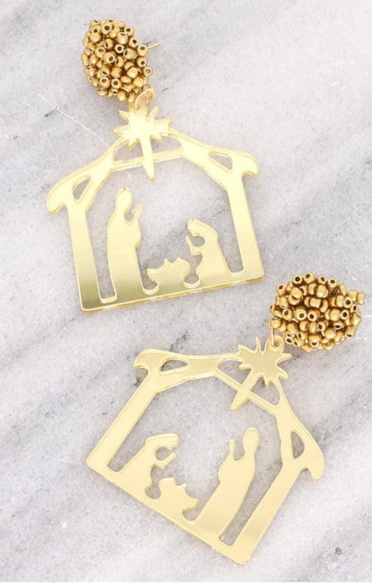 Nativity scene gold earrings