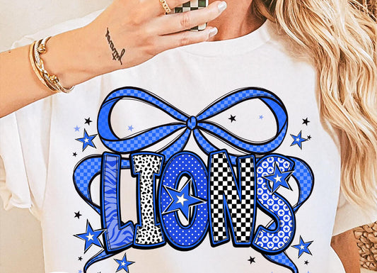 Hamilton Lions blue bow tshirt (MTO)