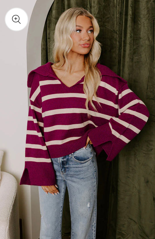 Stripped sweater with Belle Sleeves