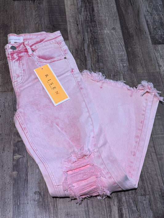 Distressed big hole Risen Jeans (PINK)