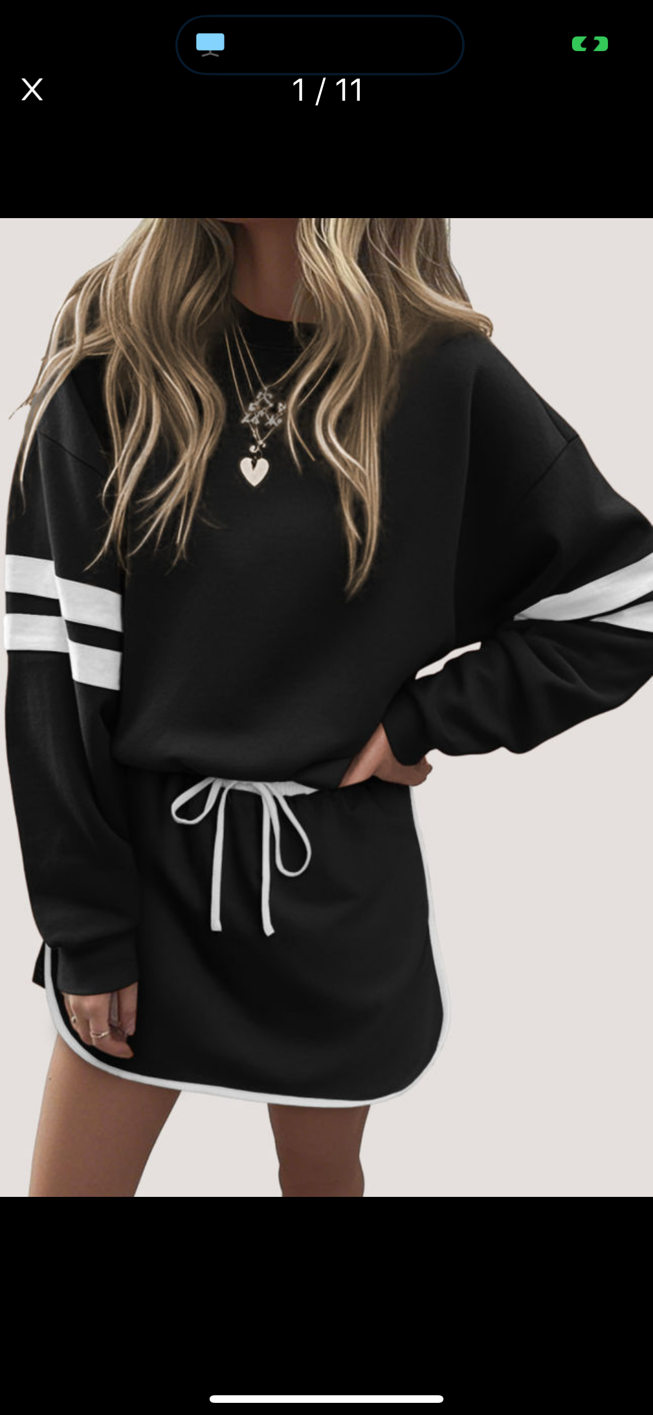 Black skort Set with white Stripes