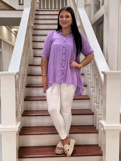 Tiered Back Hi low Button Front Tunic