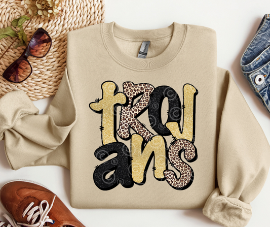 Trojan Glitter and Leopard  Sweatshirt