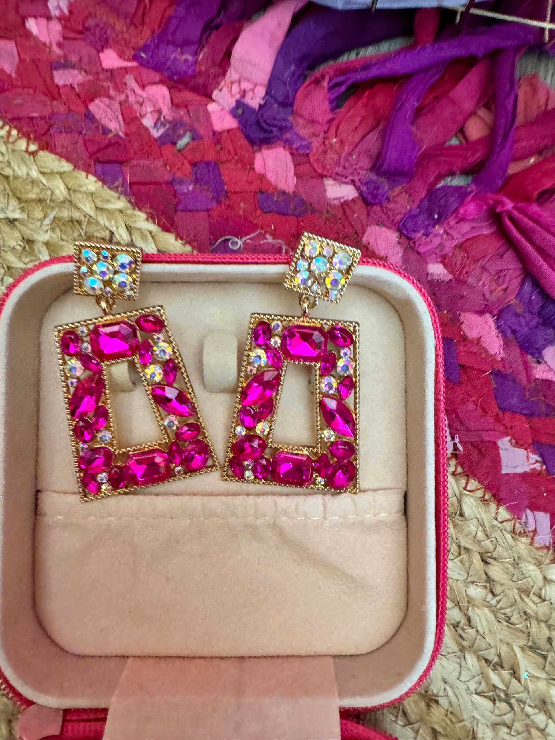 Pink Gem Earrings Sweet Magnolia Boutique