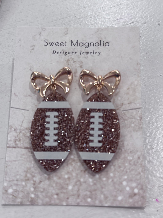 Football bow earrings