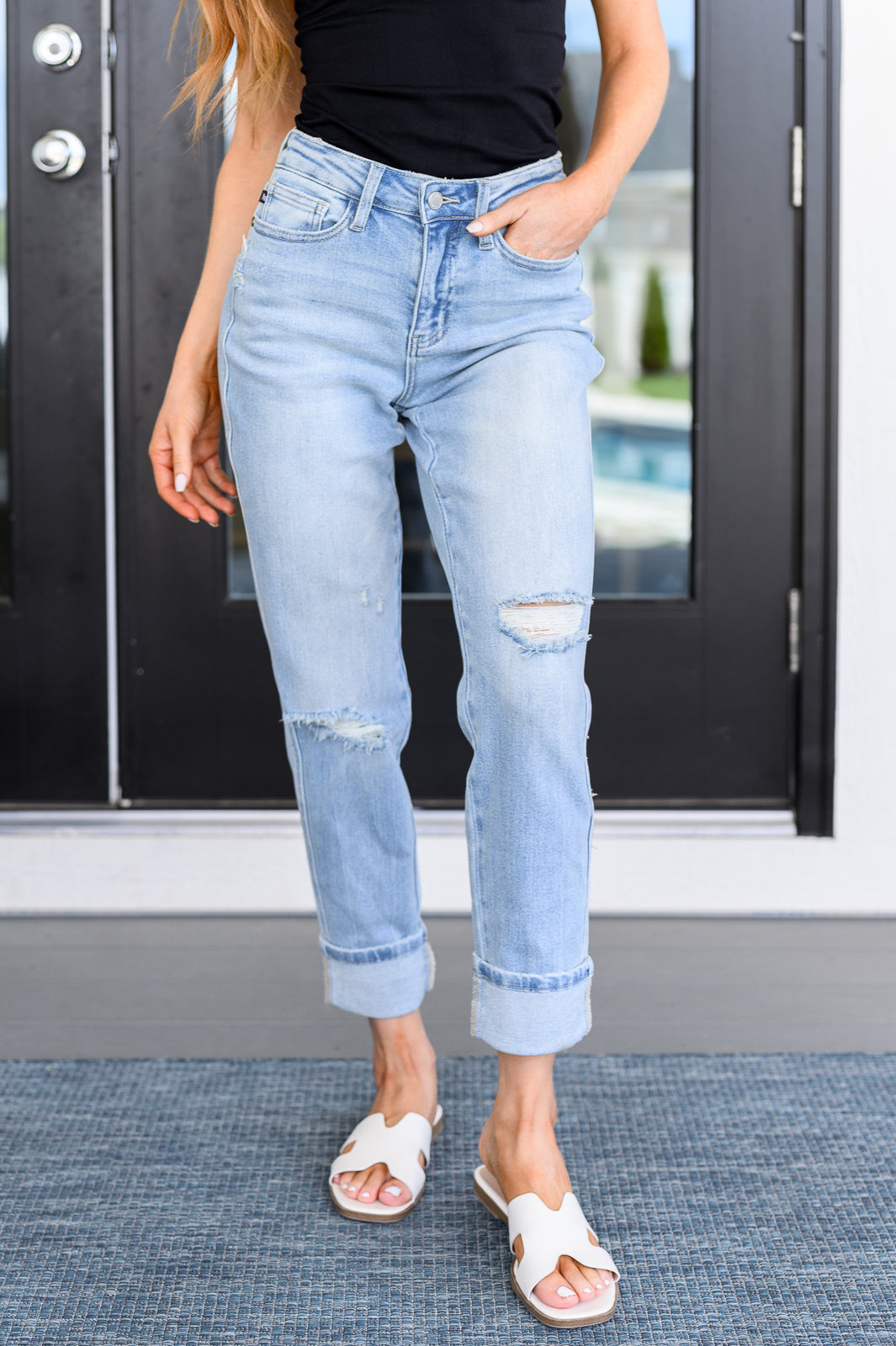 Sam Mid Rise Star Pocket Boyfriend Jeans JUDY BLUE