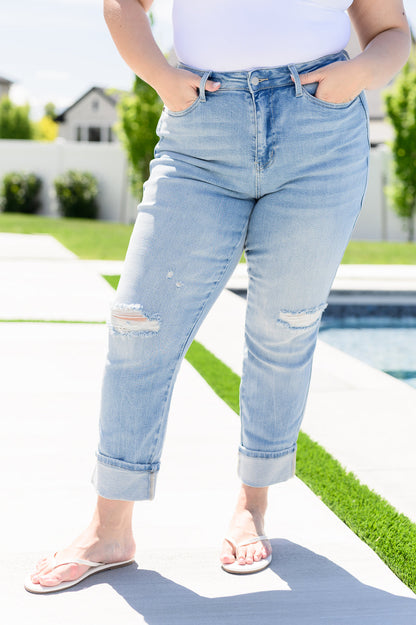 Sam Mid Rise Star Pocket Boyfriend Jeans JUDY BLUE