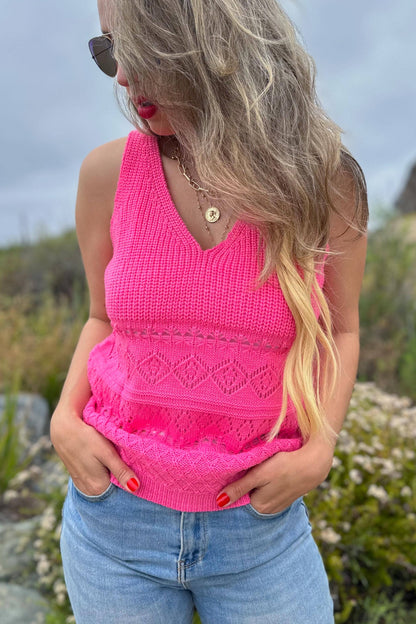 Neon Pink Textured Tank