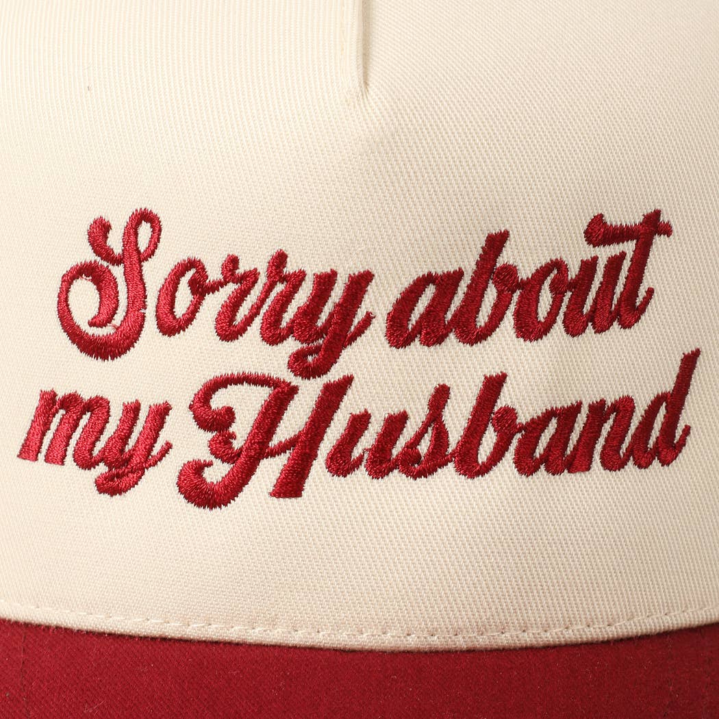 Sorry About My Wife / Husband Embroidery Two-Tone Canvas Cap