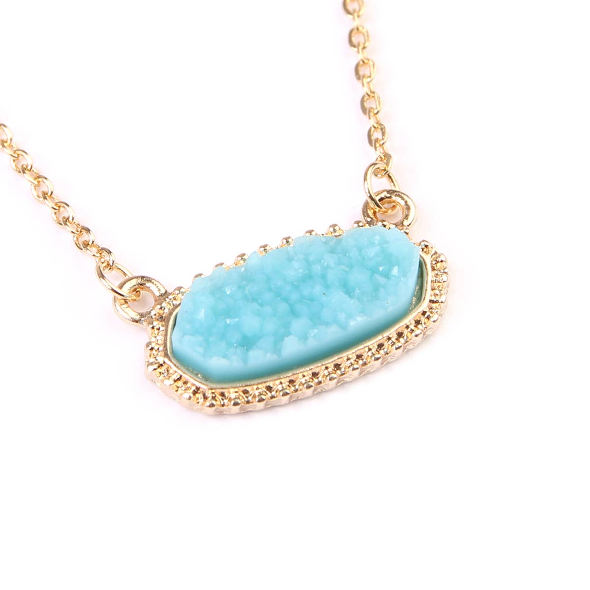 DRUZY OVAL STONE PENDANT NECKLACE AND EARRING SET Sweet Magnolia Boutique