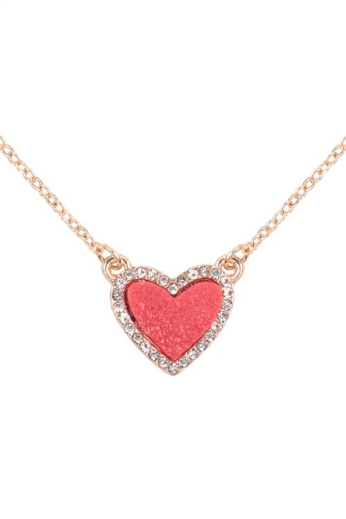 VNE1209 - VALENTINE HEART DRUZY WITH RHINESTONE PENDANT Sweet Magnolia Boutique